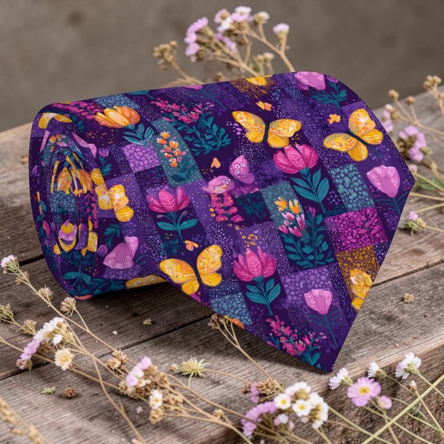 Färgrik lapptäcke mönster skräddarsydd slips (Skapare uppladdad)