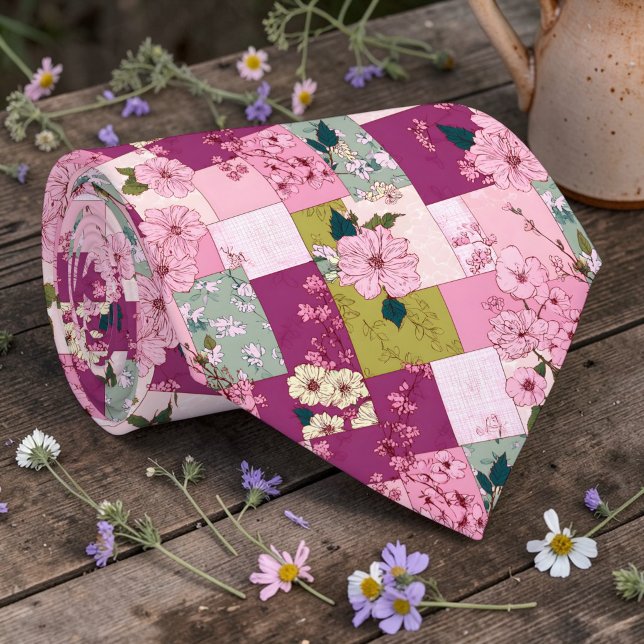 Färgrik lapptäcke mönster skräddarsydd slips (Skapare uppladdad)