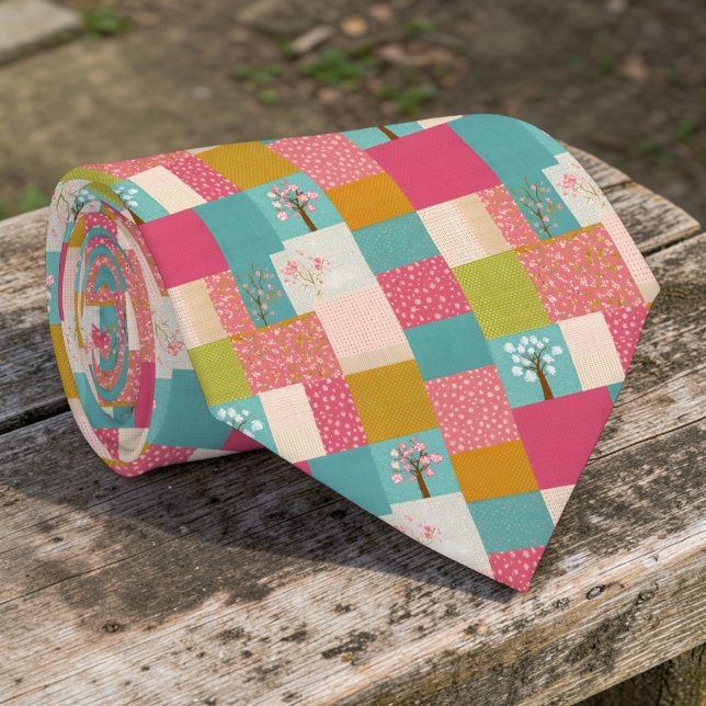 Färgrik lapptäcke mönster skräddarsydd slips (Skapare uppladdad)