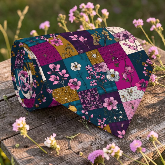 Färgrik lapptäcke mönster skräddarsydd slips (Skapare uppladdad)