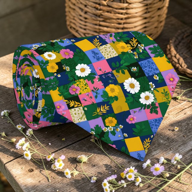 Färgrik lapptäcke mönster skräddarsydd slips (Skapare uppladdad)