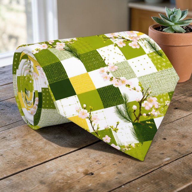 Färgrik lapptäcke mönster skräddarsydd slips (Skapare uppladdad)