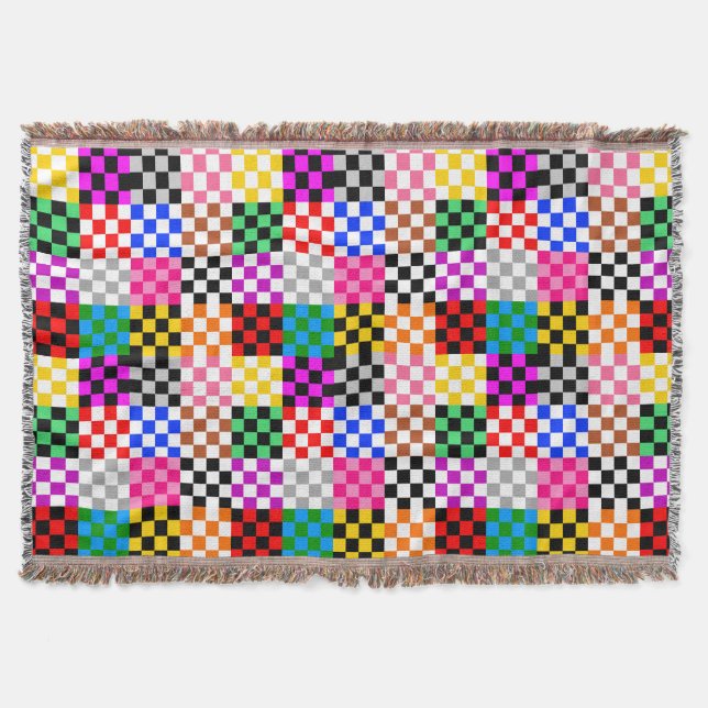 Färgrik lapptäcke-rutig mönsterdesign  filt (Framsidan)