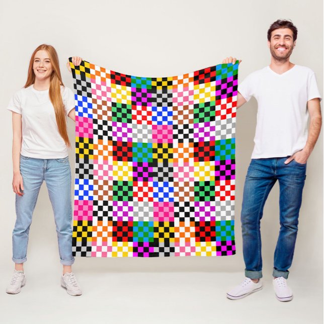 Färgrik lapptäcke-rutig mönsterdesign  fleecefilt (Skapare uppladdad)