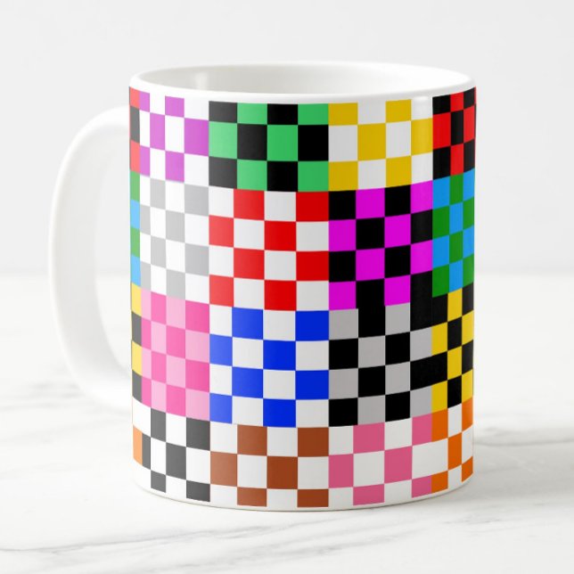 Färgrik lapptäcke-rutig mönsterdesign  kaffemugg (Skapare uppladdad)