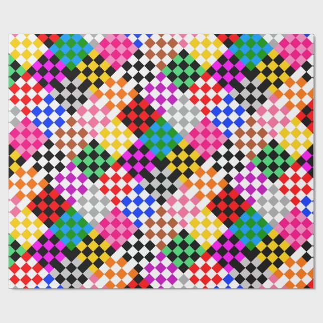 Färgrik lapptäcke-rutig mönsterdesign  presentpapper (Platt)