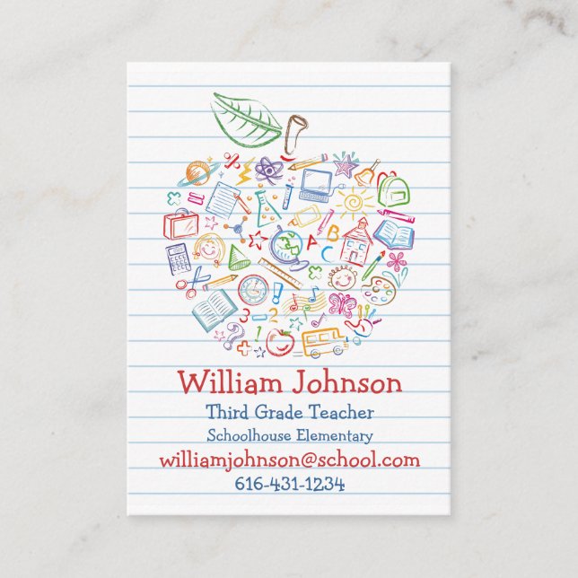 Färgrik lärareApple visitkort (Framsida)
