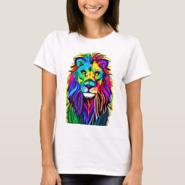 Färgrik Lejon Ansikte Mystisk Fantasy Konst T Shirt