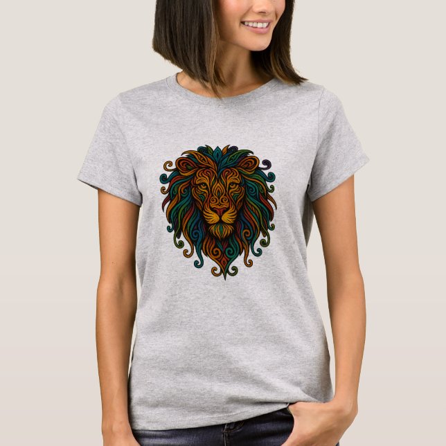Färgrik Lejon T Shirt (Framsida)