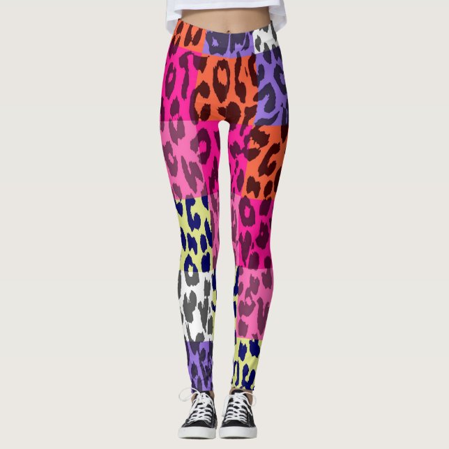 Färgrik Leopards Hudmönster #25 Leggings (Framsida)