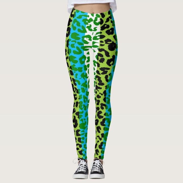 Färgrik Leopards Hudmönster #28 Leggings (Framsida)