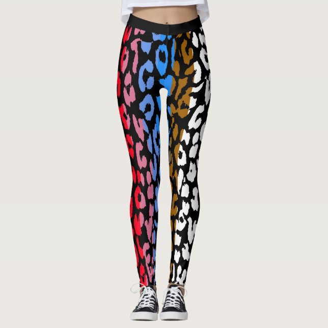 Färgrik Leopards Hudmönster #3 Leggings (Framsida)