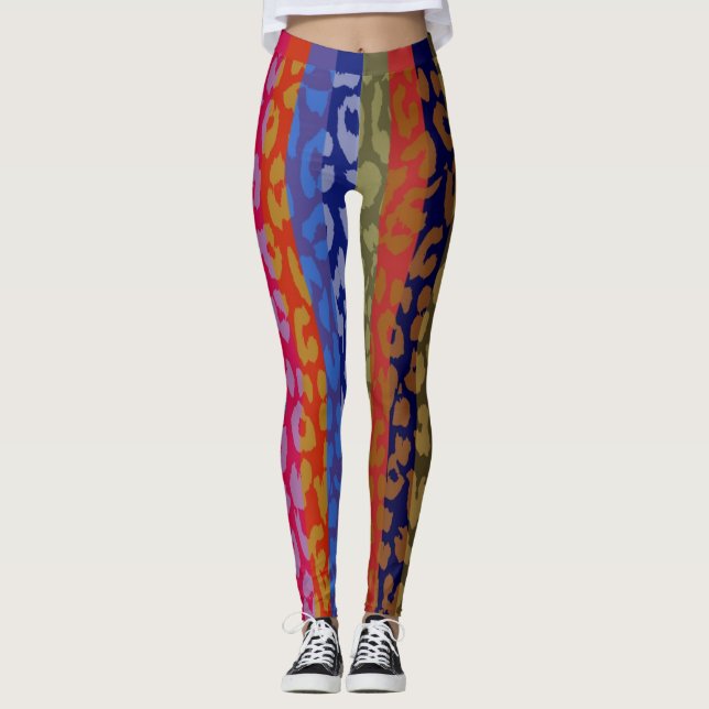 Färgrik Leopards Hudmönster #7 Leggings (Framsida)