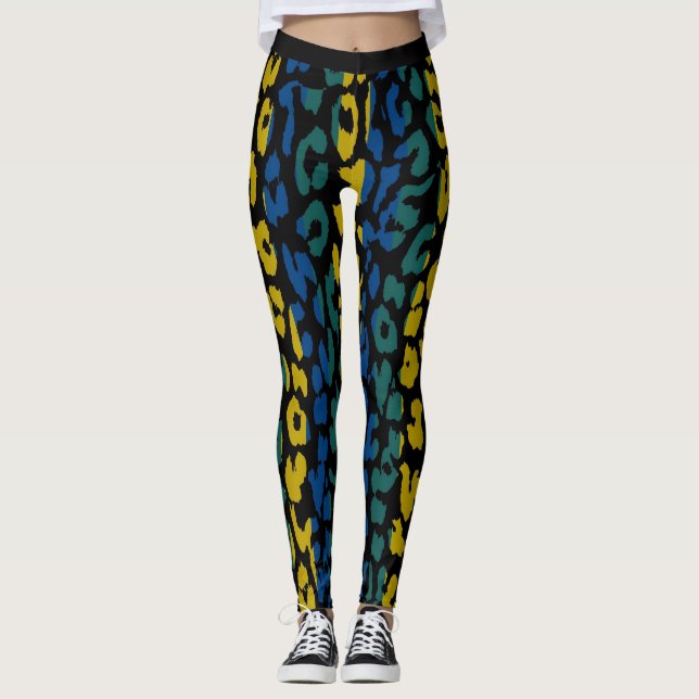 Färgrik Leopards Hudmönster #9 Leggings (Framsida)