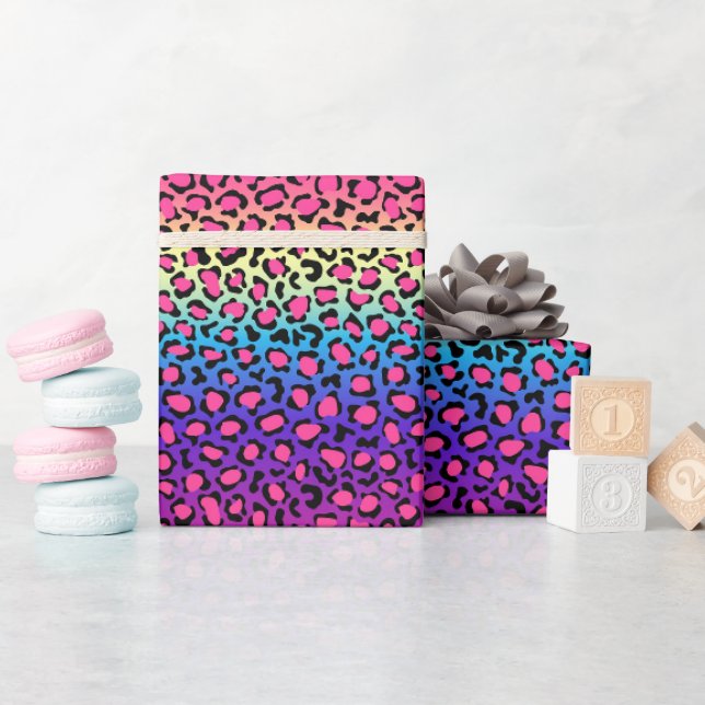 Färgrik leopardskinnsmönster presentpapper (Baby Shower)