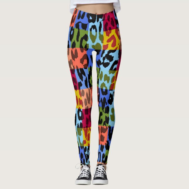 Färgrik Leopardsköld #19 Leggings (Framsida)