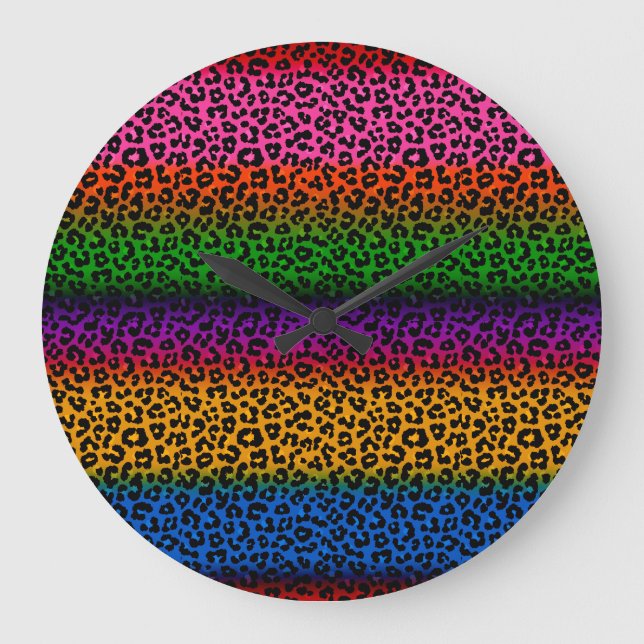 Färgrik Leopardyckle Tryck Design  Stor Klocka (Framsida)