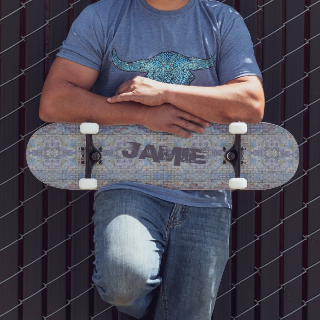 Färgrik lila och blå gatukonst Graffiti-vägg Mini Skateboard Bräda 18,5 Cm (Utomhus 3)