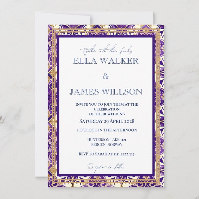 Färgrik lila vår mix och match bröllop inbjudningar (Framsida)