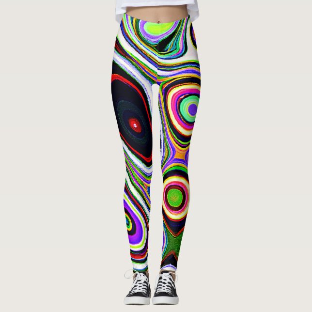 Färgrik Livfull Abstrakt Mönster Leggings (Framsida)