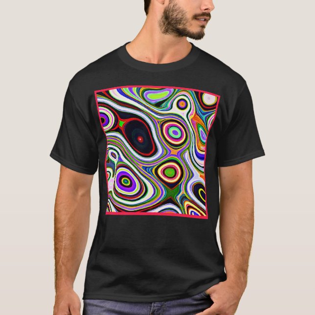 Färgrik Livfull Abstrakt Mönster T Shirt (Framsida)