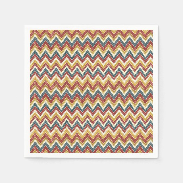 Färgrik livfull Boho Chic sicksack-chevron-mönster Pappersservett (Framsidan)