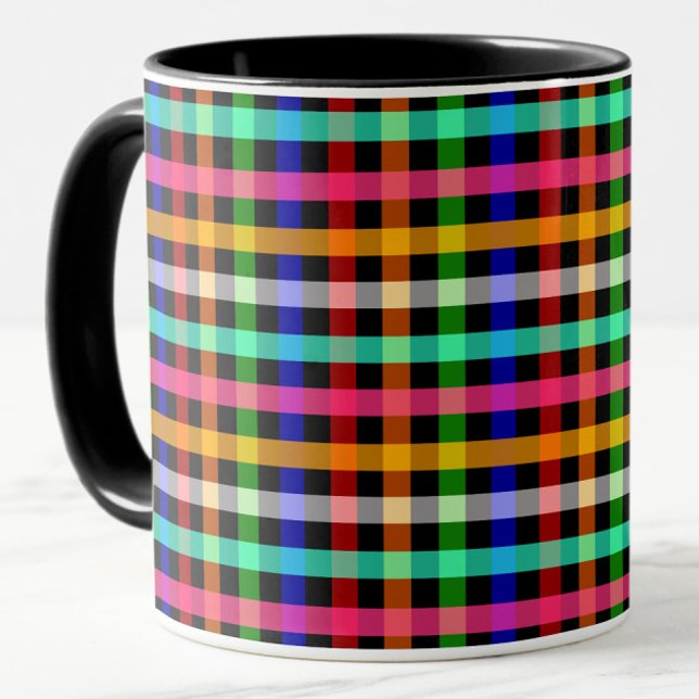 Färgrik livfull Gingham-rutig design  Mugg (Skapare uppladdad)