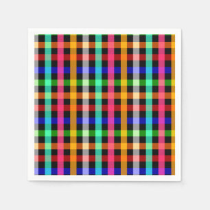 Färgrik livfull Gingham-rutig design  Pappersservett