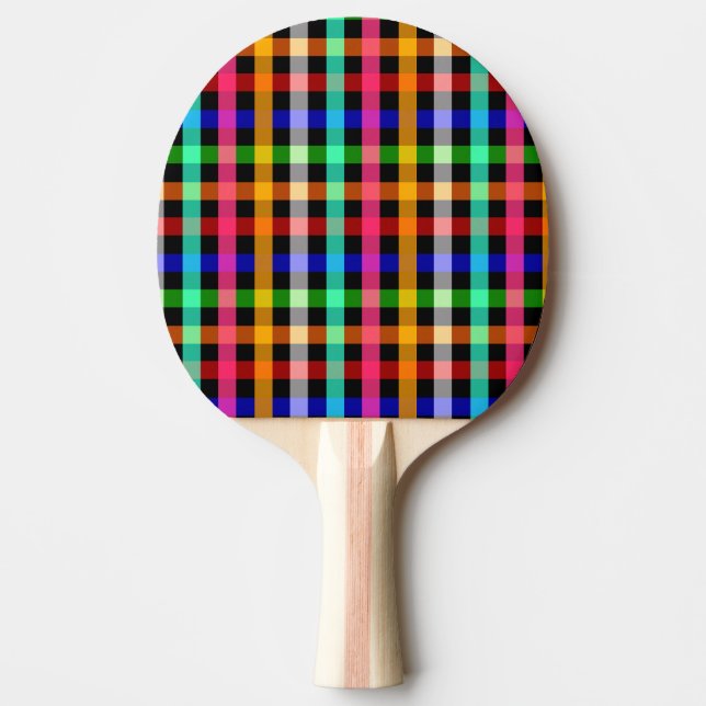 Färgrik livfull Gingham-rutig design  Pingisracket (Framsidan)