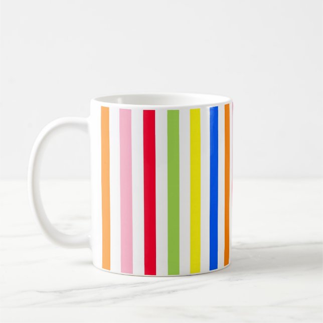 Färgrik livfull randig mönsterdesign  kaffemugg (Vänster)