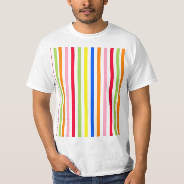 Färgrik livfull randig mönsterdesign  t shirt (Framsida)