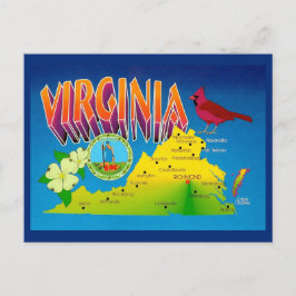 Färgrik livfull Virginia-karta vykort