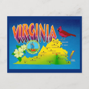Färgrik livfull Virginia-karta vykort