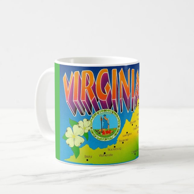 Färgrik livfull Virginia kartmugg Kaffemugg (Framsida vänster)