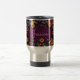 Färgrik livlig blommönster lila personlig resemugg