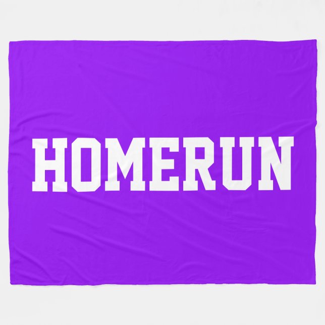 Färgrik Ljus Lila Sportig Vit HOMERUN Text  Fleecefilt (Framsidan (Horisontell))