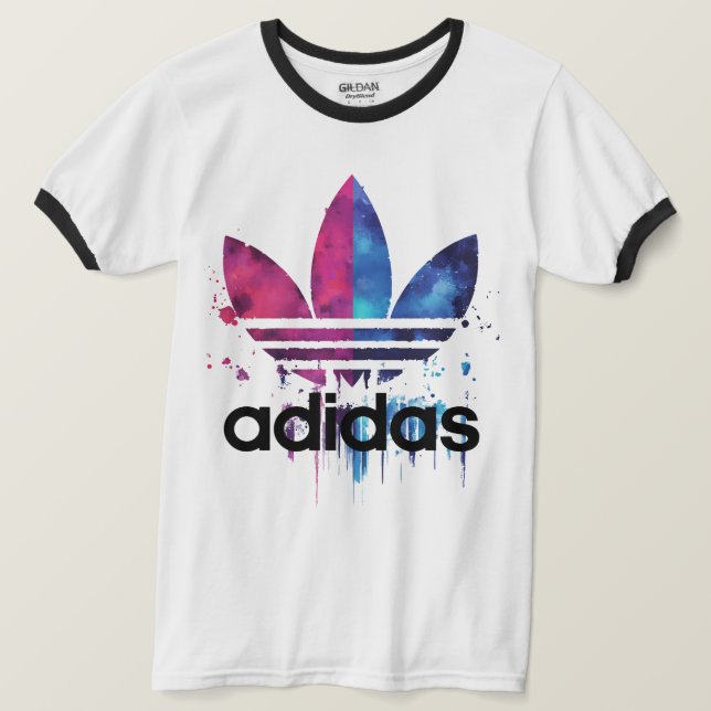 Färgrik Logotyp Grafik Ringtröja med färgsprut  T Shirt (Design framsida)