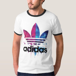 Färgrik Logotyp Grafik Ringtröja med färgsprut T Shirt