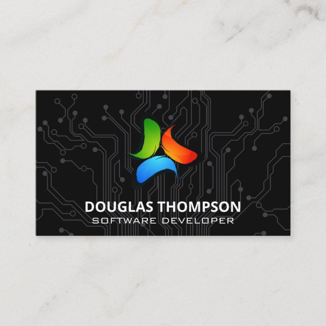 Färgrik logotyp | Tech Circuit | AI Tech Visitkort (Framsida)