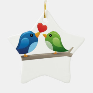 Färgrik love birds julgransprydnad keramik
