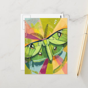 Färgrik Luna Moth-målning Vykort