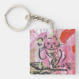 Färgrik lycklig katt japanska Maneki Neko Keychai