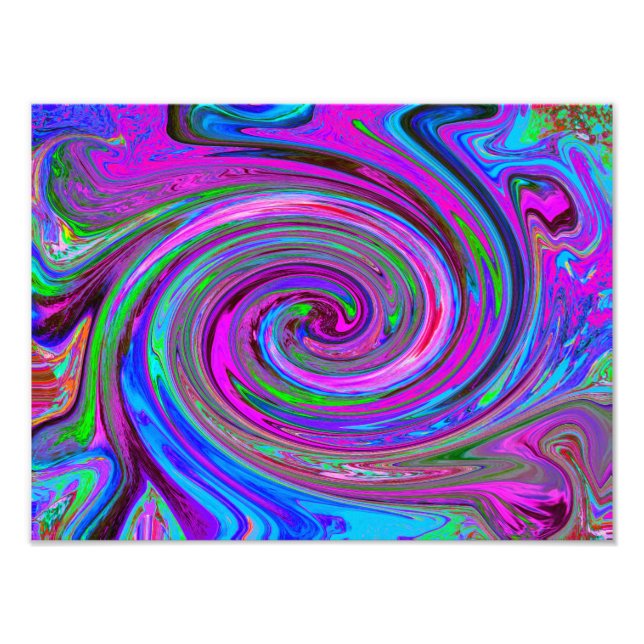 Färgrik Magenta Virvel Retro Abstrakt Design Fototryck (Framsidan)