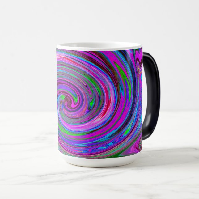 Färgrik Magenta Virvel Retro Abstrakt Design Magisk Mugg (Framsida höger)