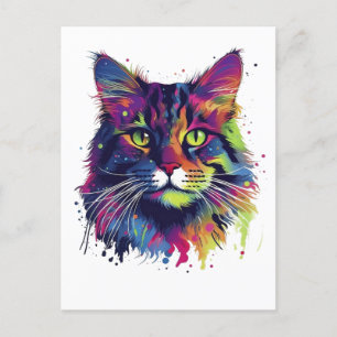 Färgrik Maine-coon katt Vykort
