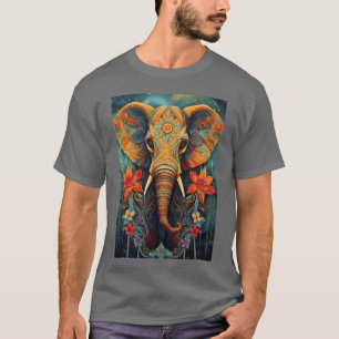 Färgrik målad elefant Djur konst familj T Shirt