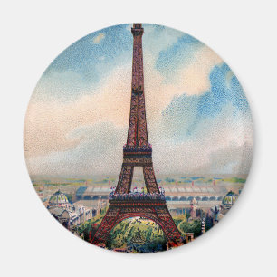 Färgrik målning för vintage av det Eiffel torn Magnet