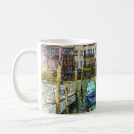 Färgrik målningsscen från Venedig Italien Gondol Kaffemugg