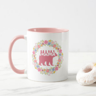 Färgrik Mamma Björn Siluett Konst Mugg