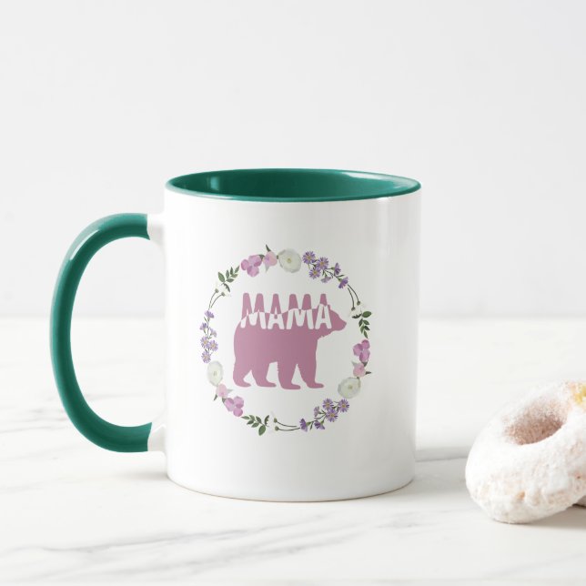 Färgrik Mamma Björn Siluett Konst Mugg (Med munk)